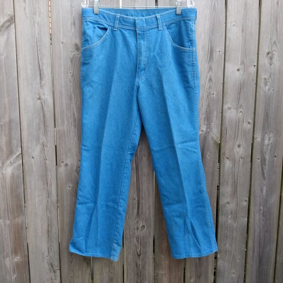 Vintage Jeans 34x27 Blue Denim Made in U.S.A. 70s 80s "Comfort Action Sports" - Picture 1 of 9